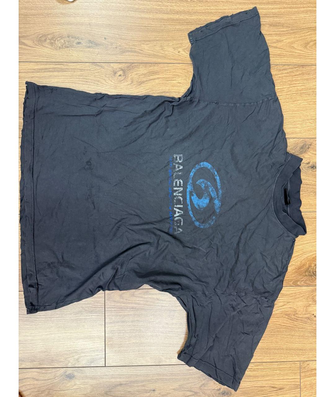 BALENCIAGA Антрацитовая хлопко-эластановая футболка, фото 5