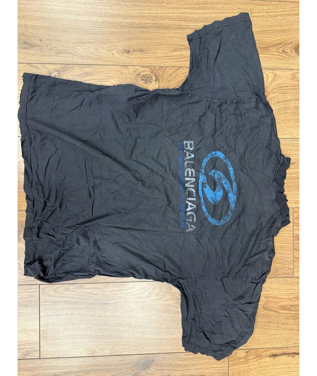 BALENCIAGA Антрацитовая хлопко-эластановая футболка, фото 2