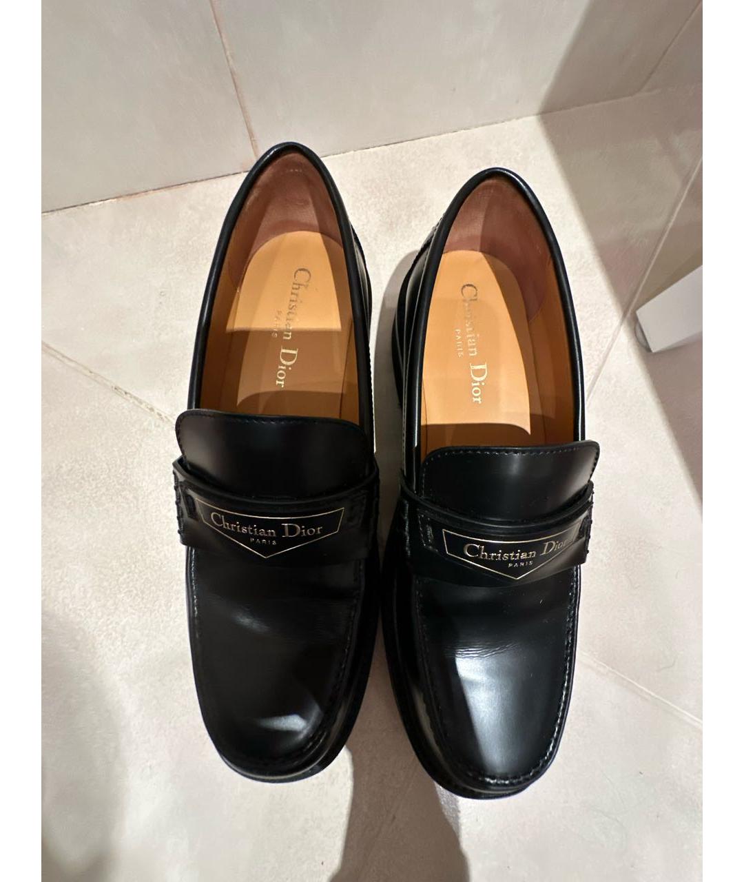 CHRISTIAN DIOR Черные кожаные лоферы, фото 3