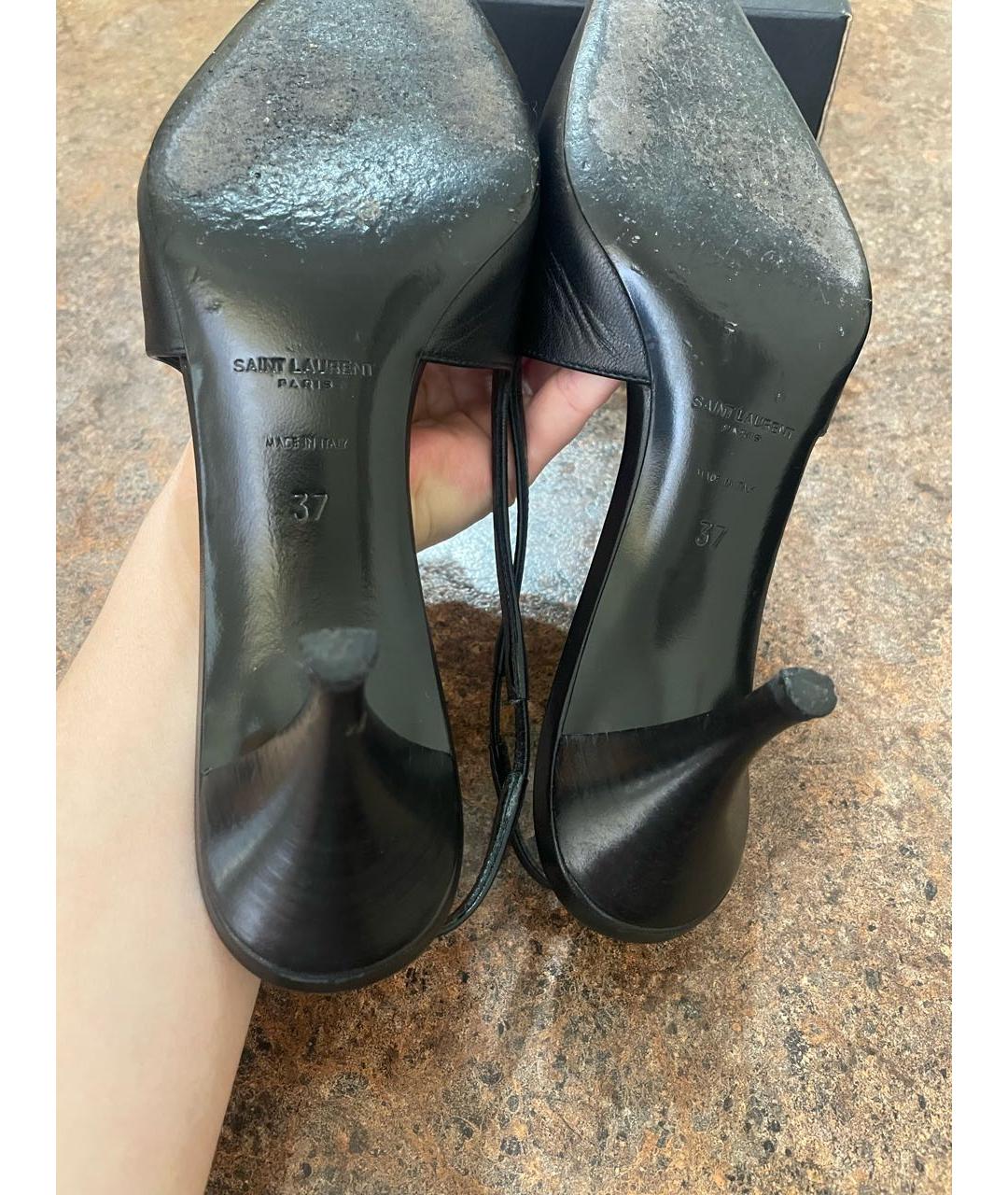 SAINT LAURENT Черные кожаные мюли, фото 7