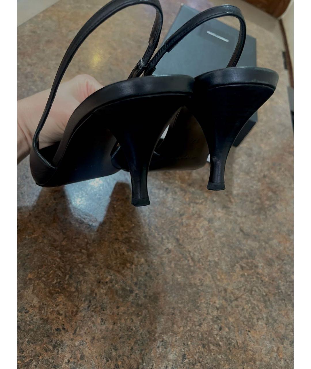 SAINT LAURENT Черные кожаные мюли, фото 8