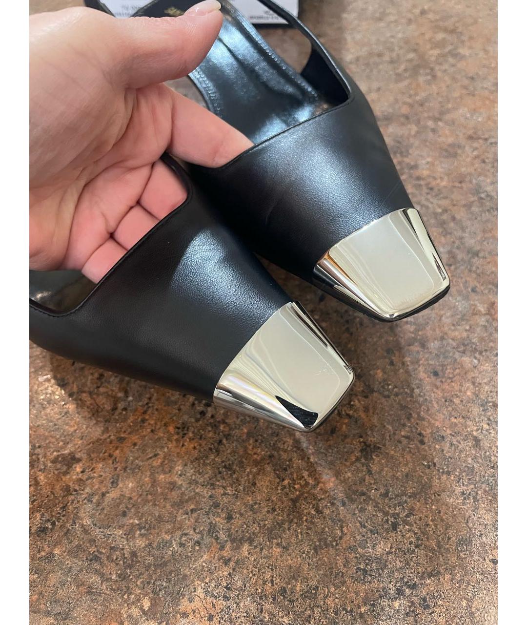 SAINT LAURENT Черные кожаные мюли, фото 3