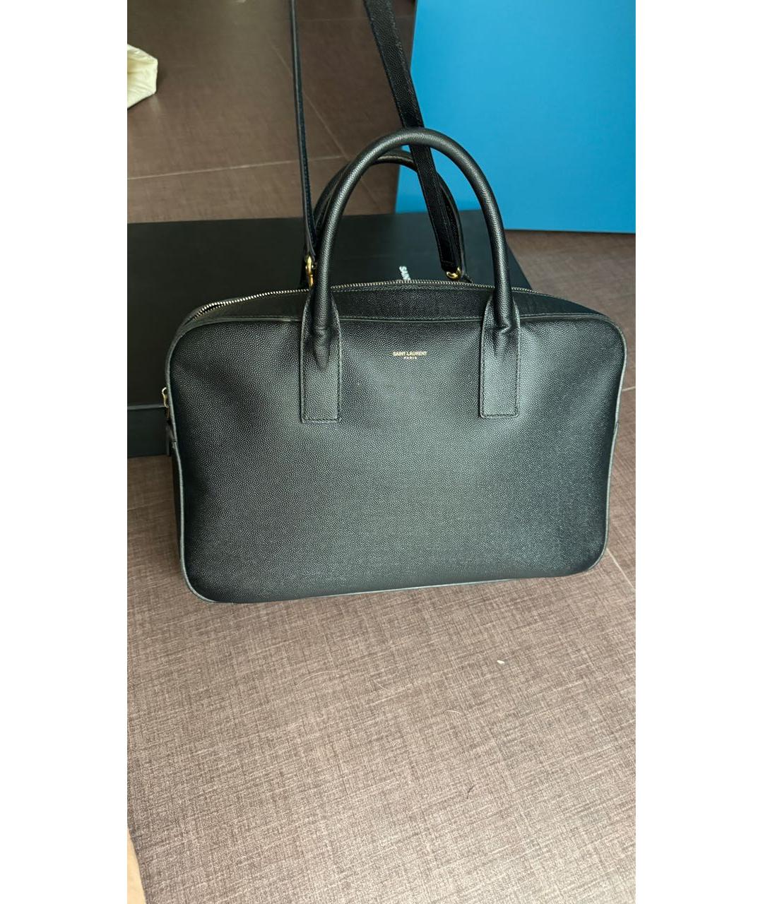 SAINT LAURENT Черная сумка тоут из экзотической кожи, фото 2