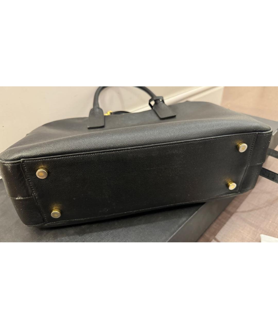 SAINT LAURENT Черная сумка тоут из экзотической кожи, фото 4