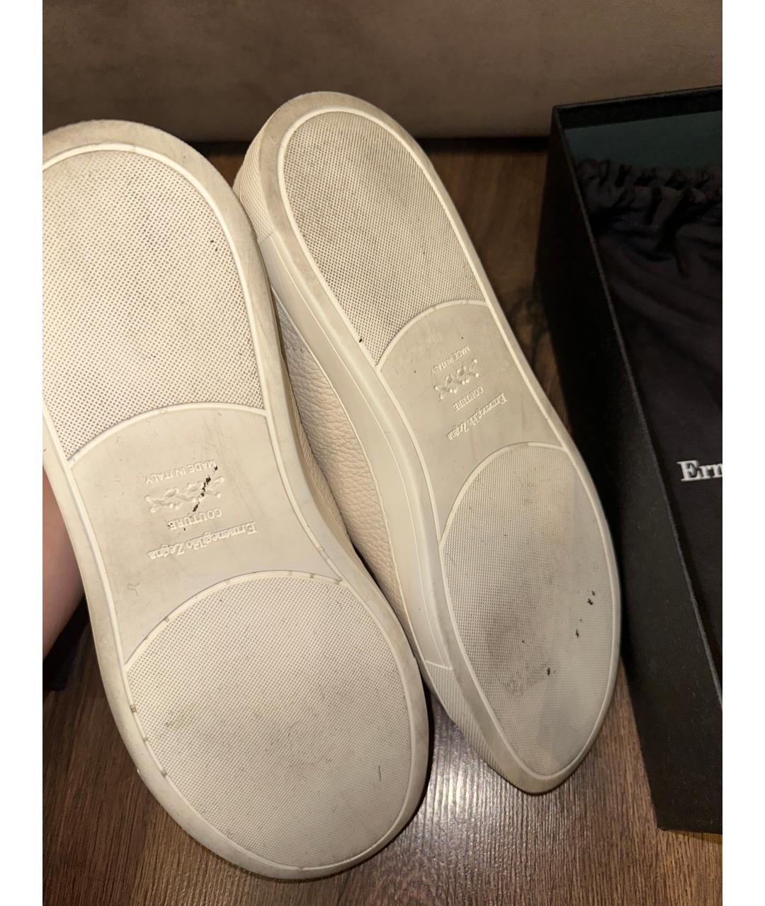 ERMENEGILDO ZEGNA XXX Белые кожаные низкие кроссовки / кеды, фото 5