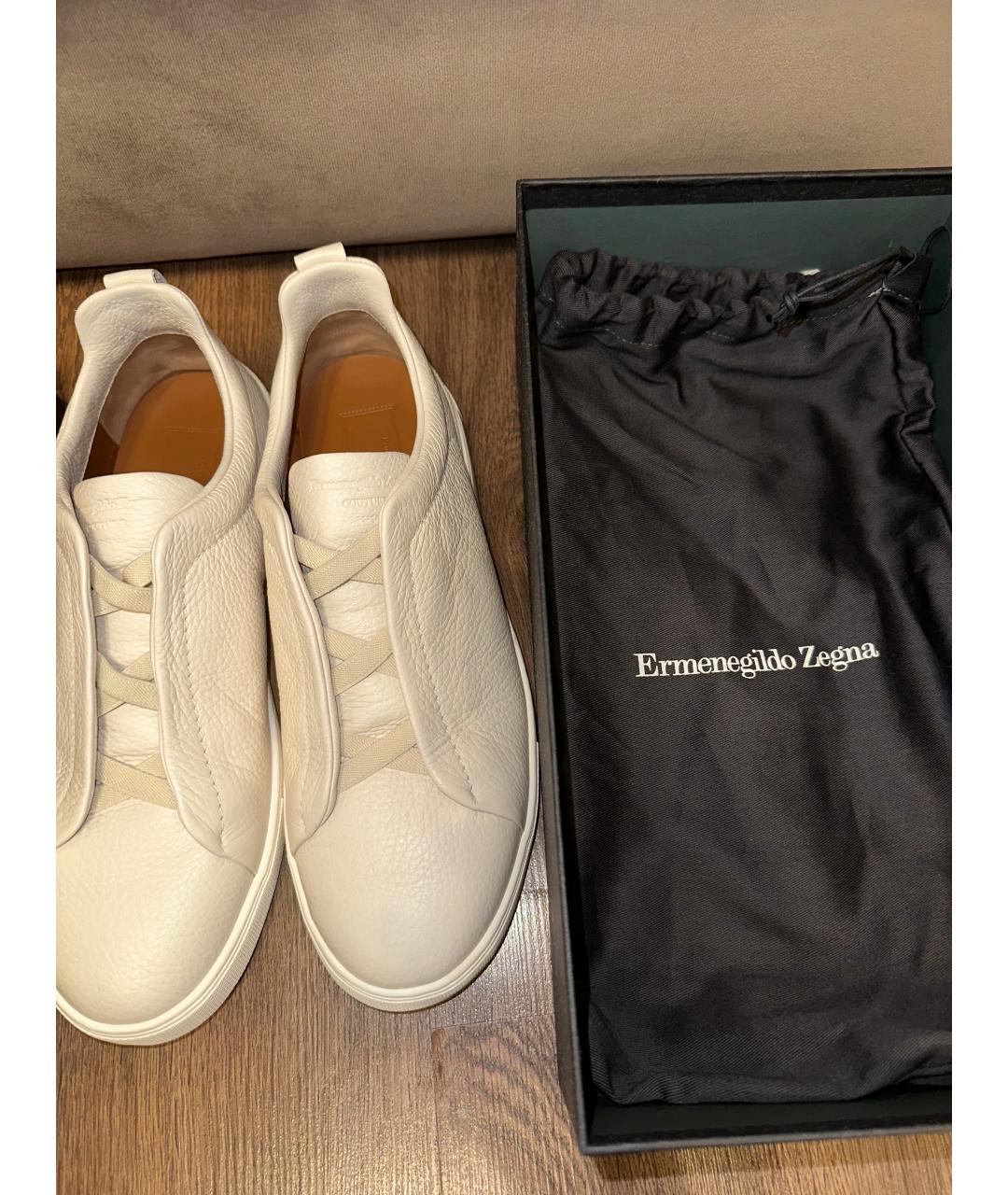 ERMENEGILDO ZEGNA XXX Белые кожаные низкие кроссовки / кеды, фото 3