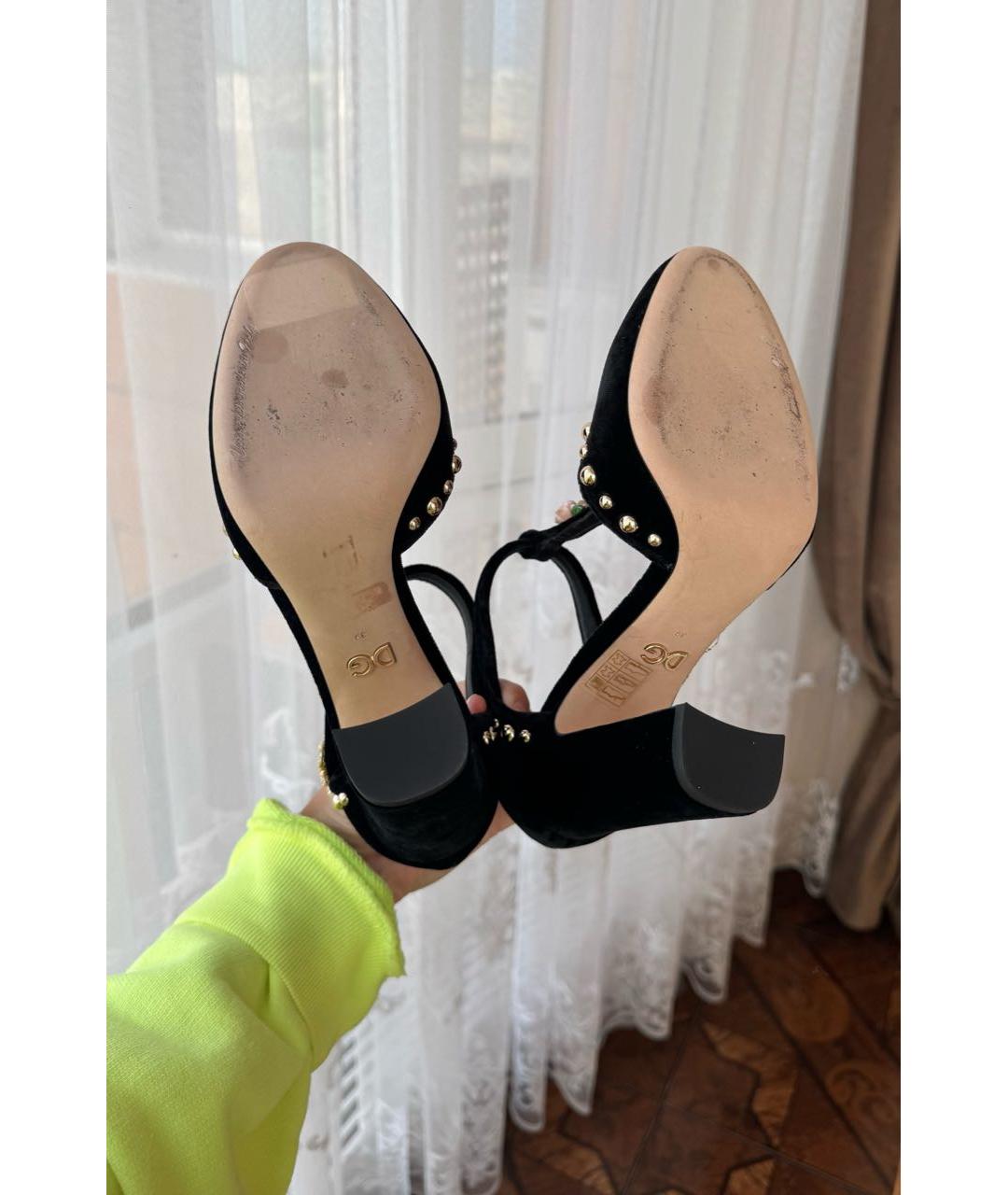 DOLCE&GABBANA Черные бархатные туфли, фото 4