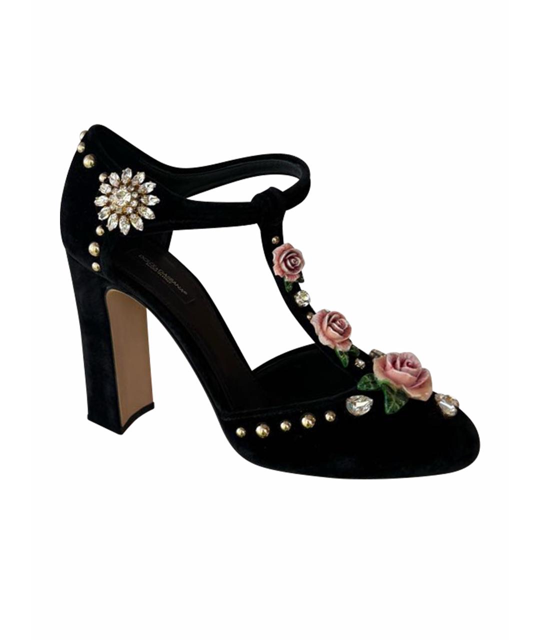 DOLCE&GABBANA Черные бархатные туфли, фото 1