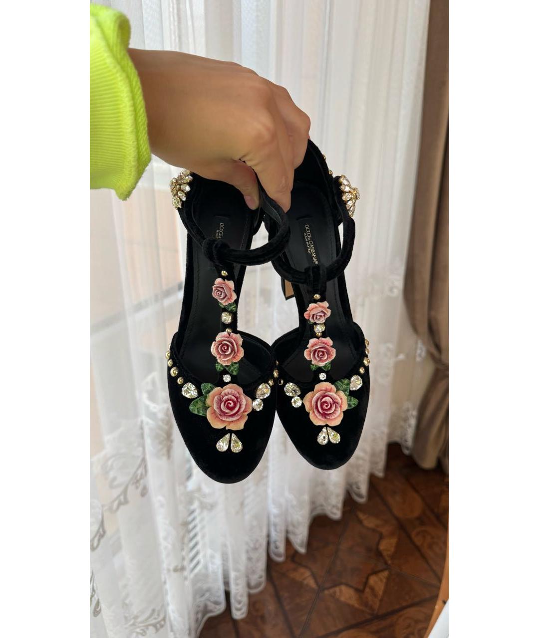 DOLCE&GABBANA Черные бархатные туфли, фото 2