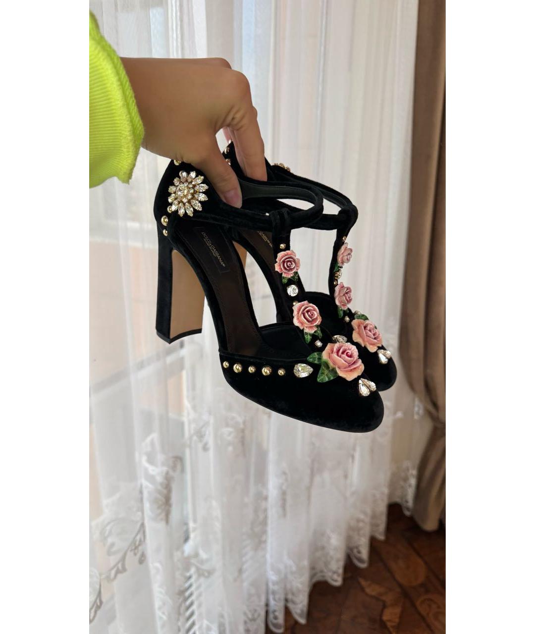 DOLCE&GABBANA Черные бархатные туфли, фото 3