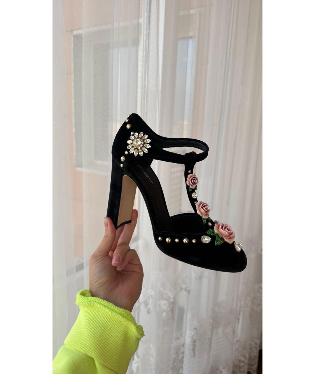 DOLCE&GABBANA Черные бархатные туфли, фото 6