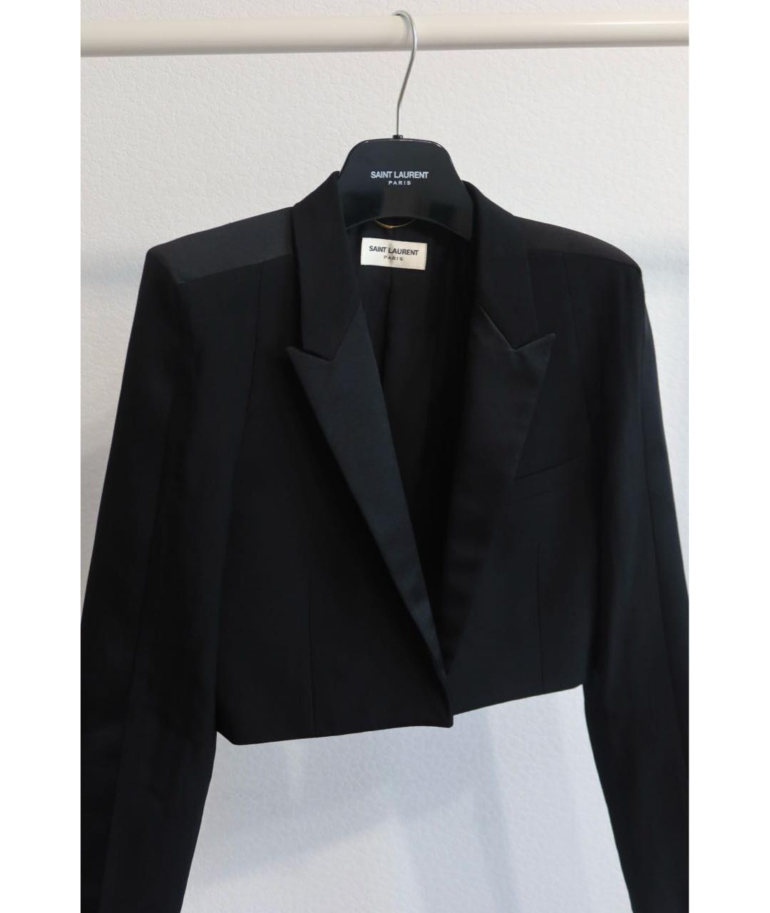 SAINT LAURENT Черный шелковый жакет/пиджак, фото 6