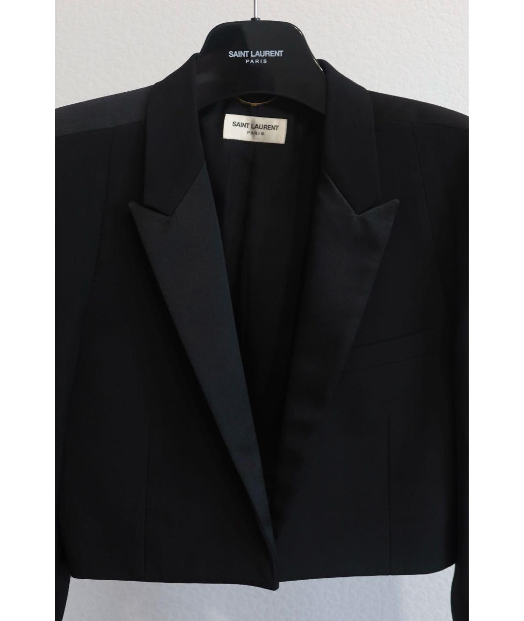 SAINT LAURENT Черный шелковый жакет/пиджак, фото 3