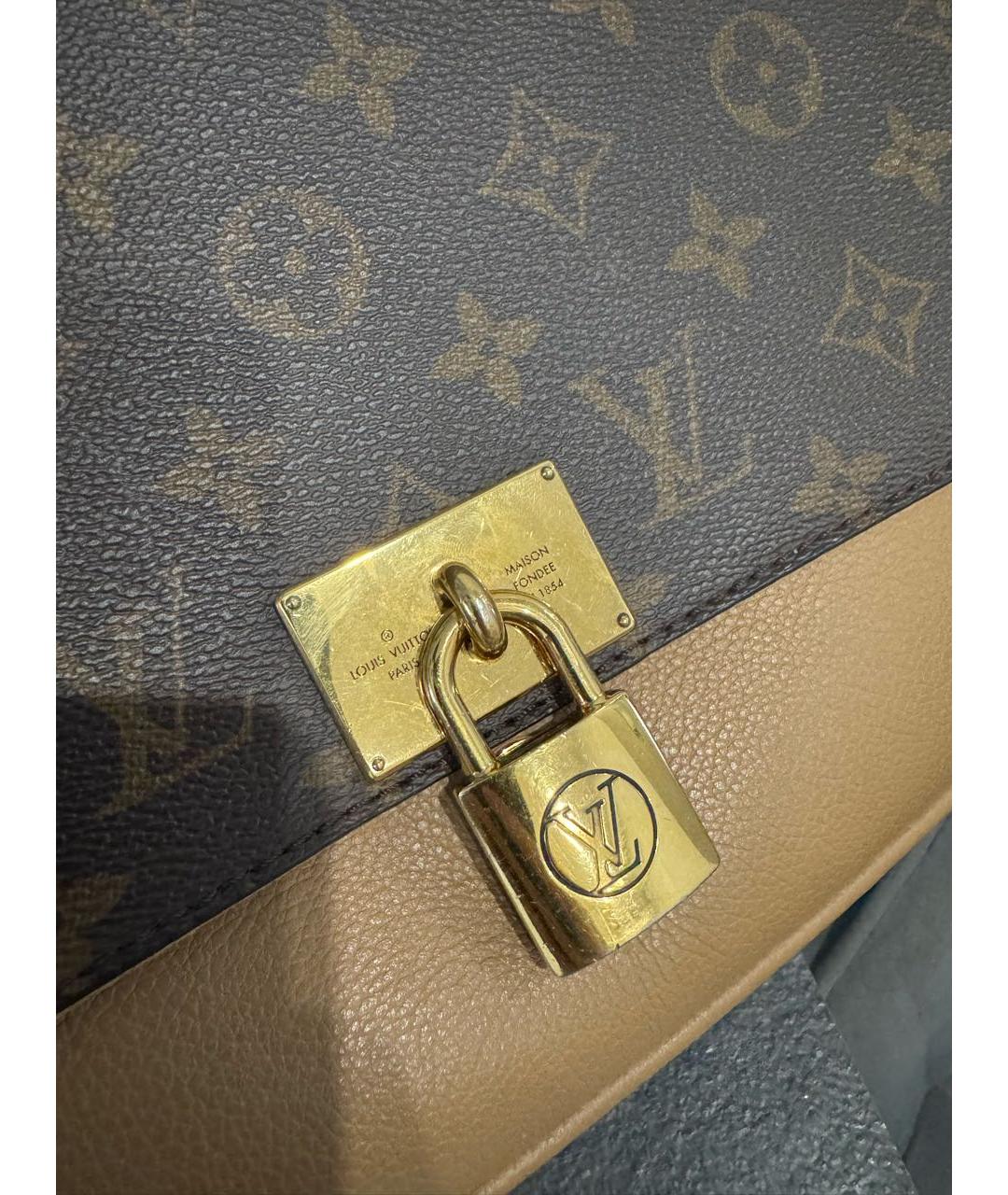 LOUIS VUITTON Антрацитовая кожаная сумка с короткими ручками, фото 8