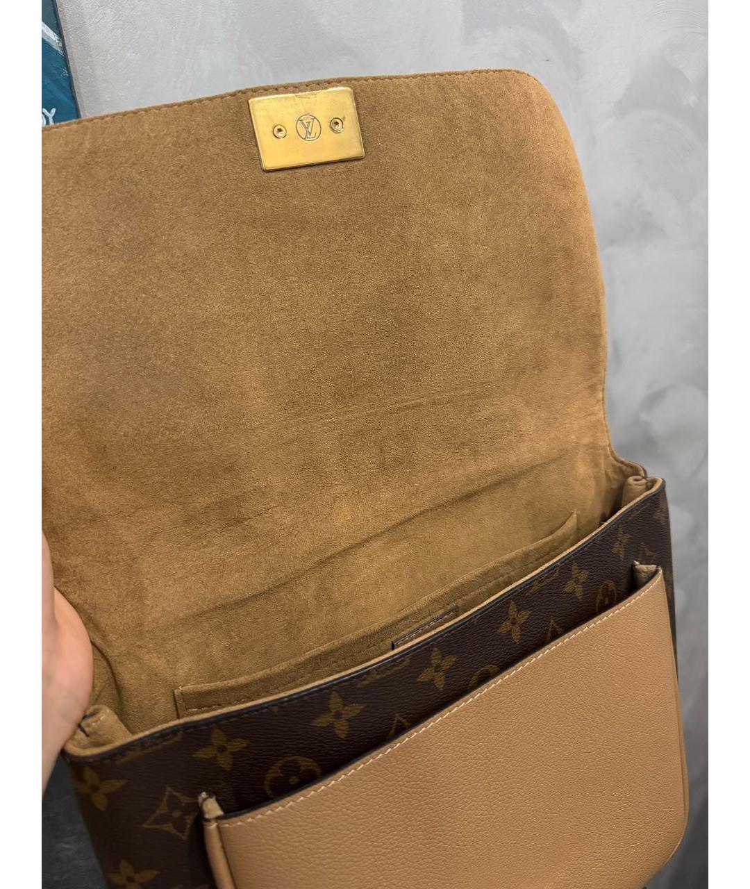 LOUIS VUITTON Антрацитовая кожаная сумка с короткими ручками, фото 6