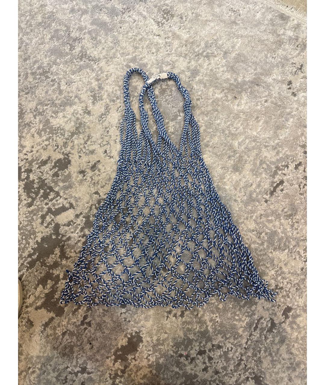 CELINE Голубая тканевая сумка с короткими ручками, фото 3