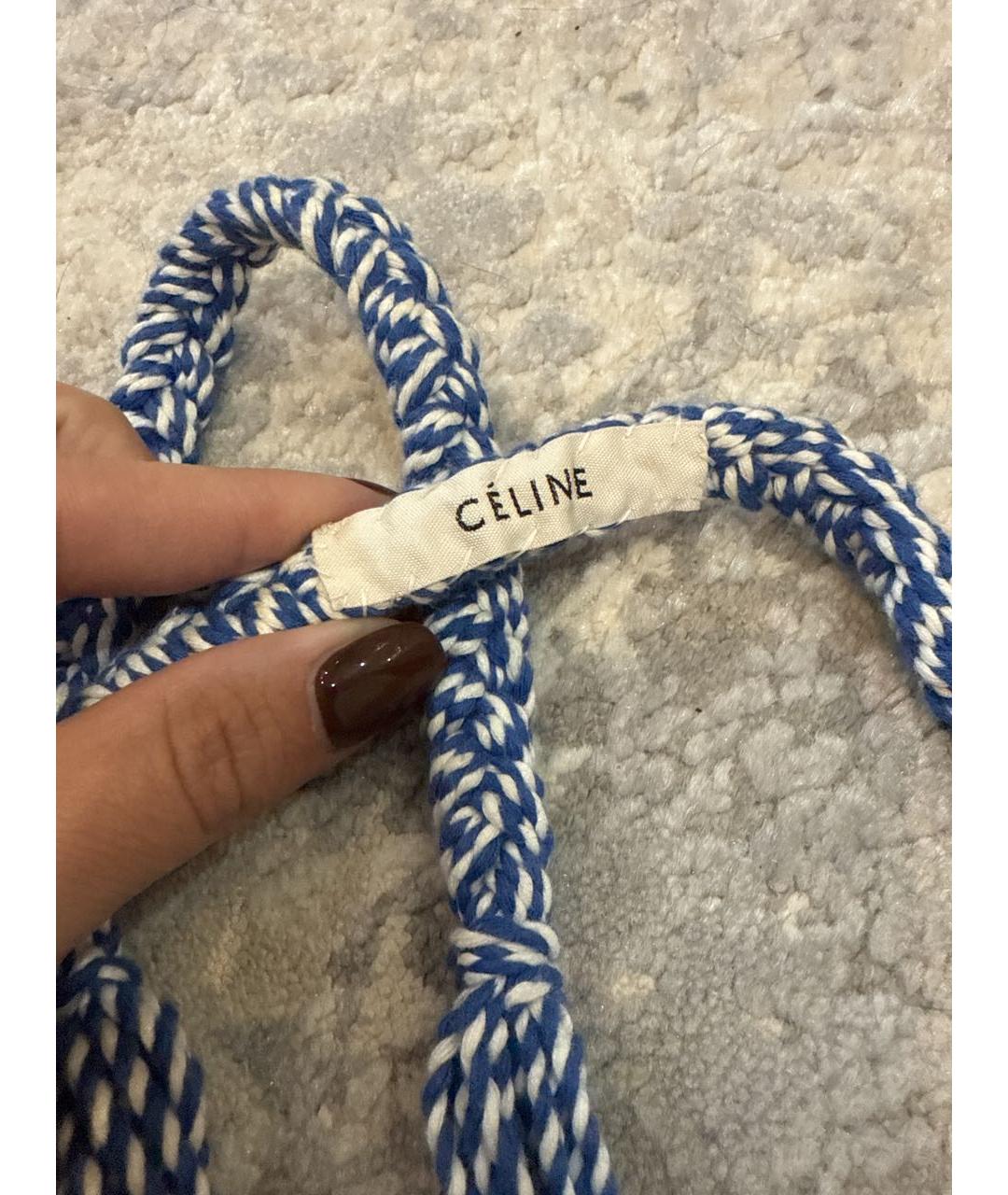 CELINE Голубая тканевая сумка с короткими ручками, фото 4