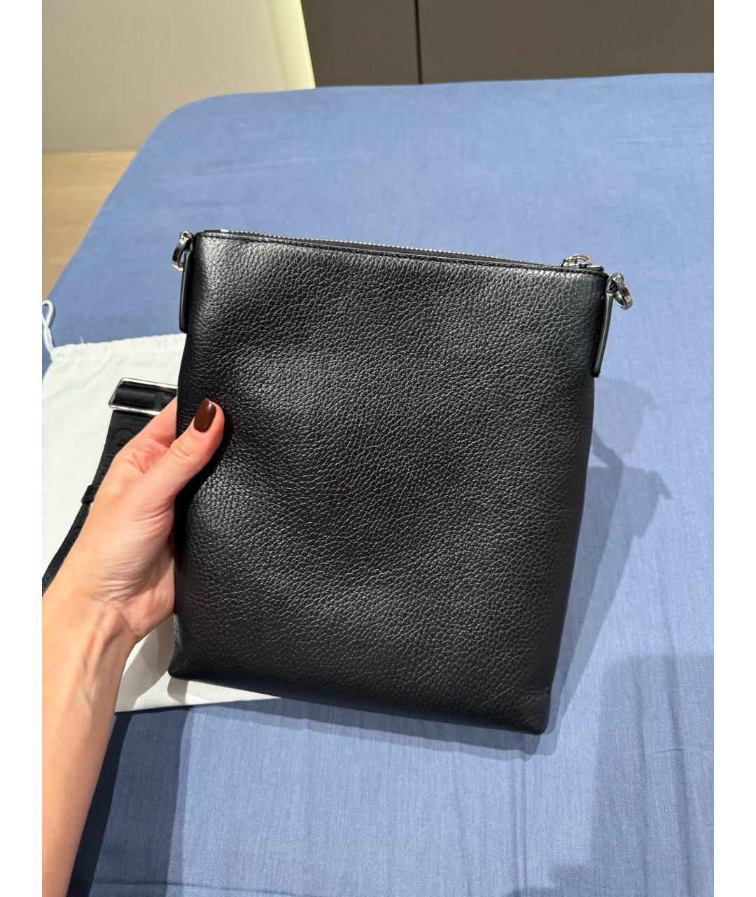 FURLA Черная кожаная барсетка, фото 3