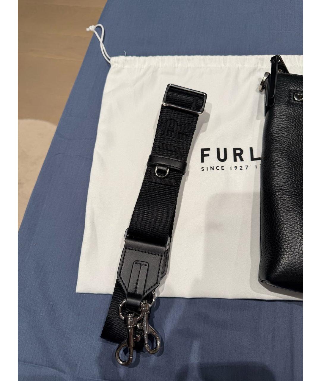 FURLA Черная кожаная барсетка, фото 5