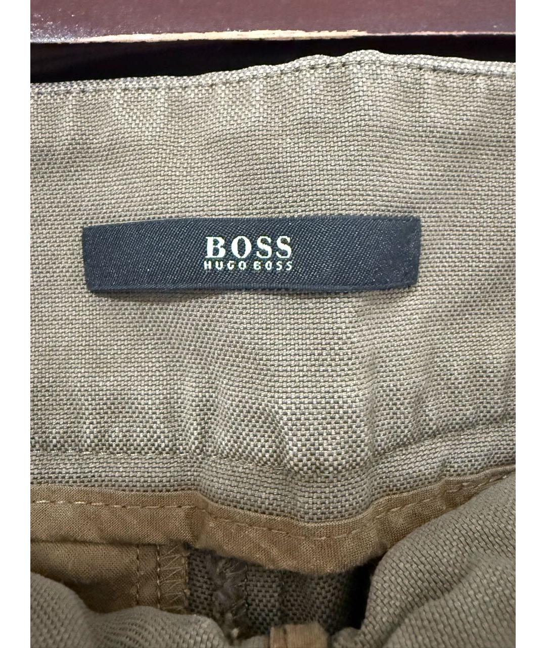 HUGO BOSS Хаки хлопковые классические брюки, фото 3