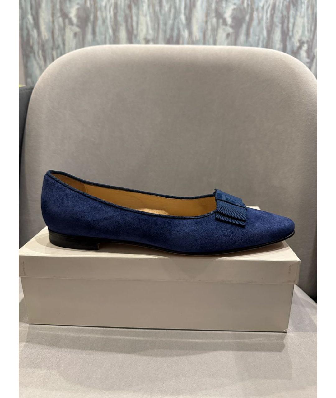MANOLO BLAHNIK Темно-синие замшевые балетки, фото 6
