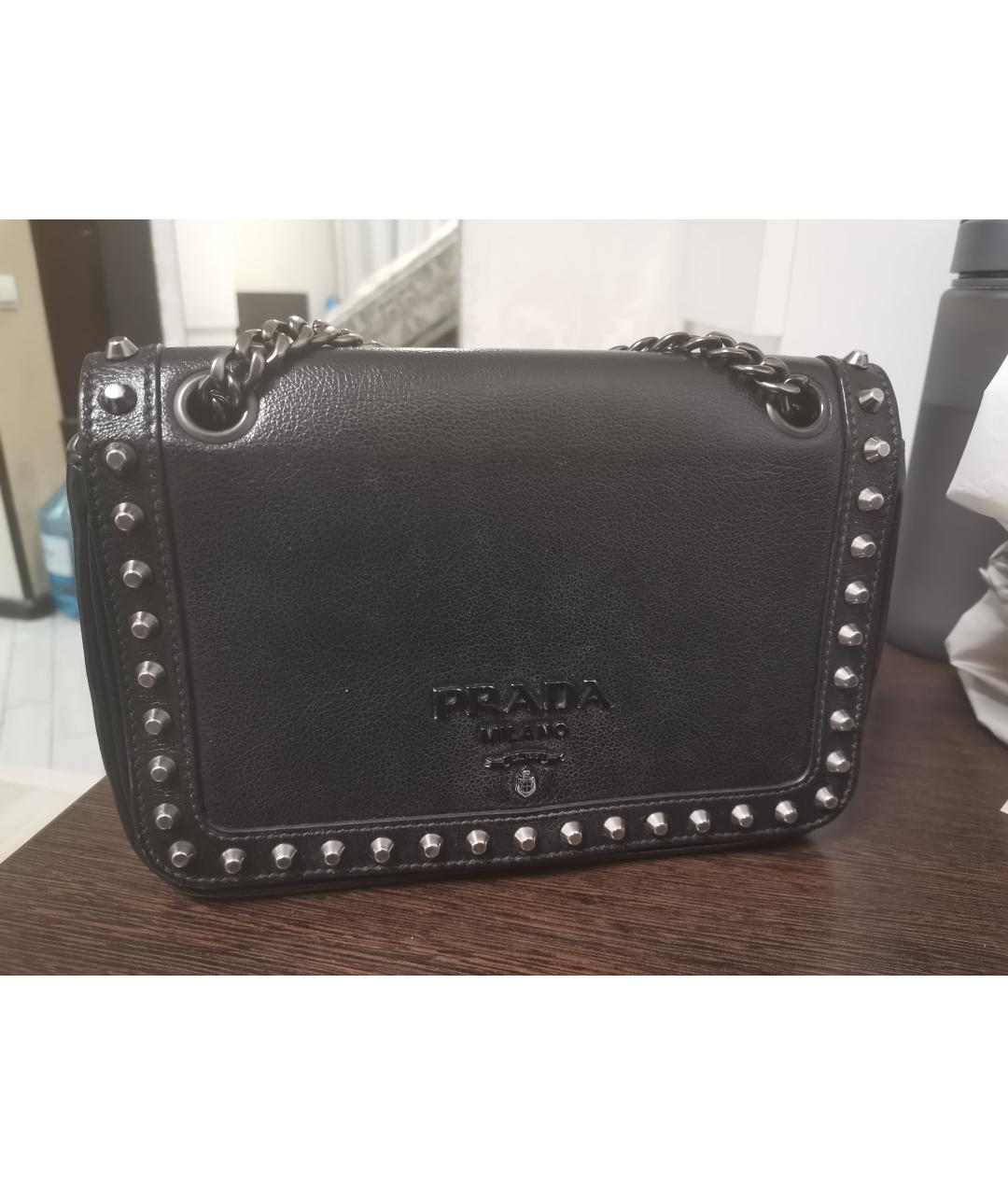 PRADA Черная кожаная сумка через плечо, фото 7