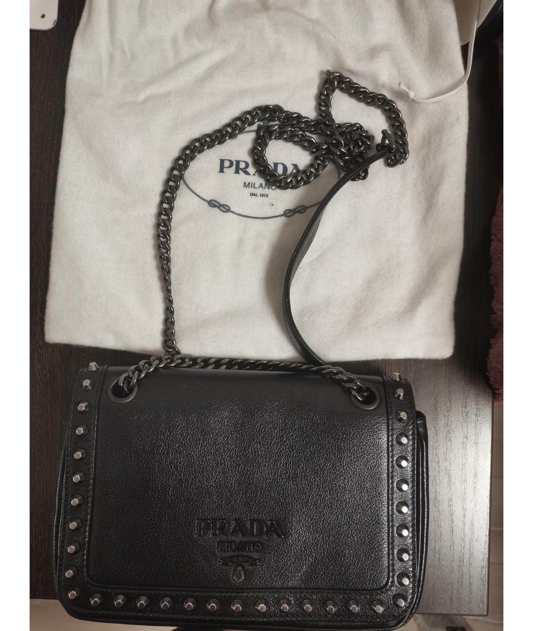 PRADA Черная кожаная сумка через плечо, фото 4