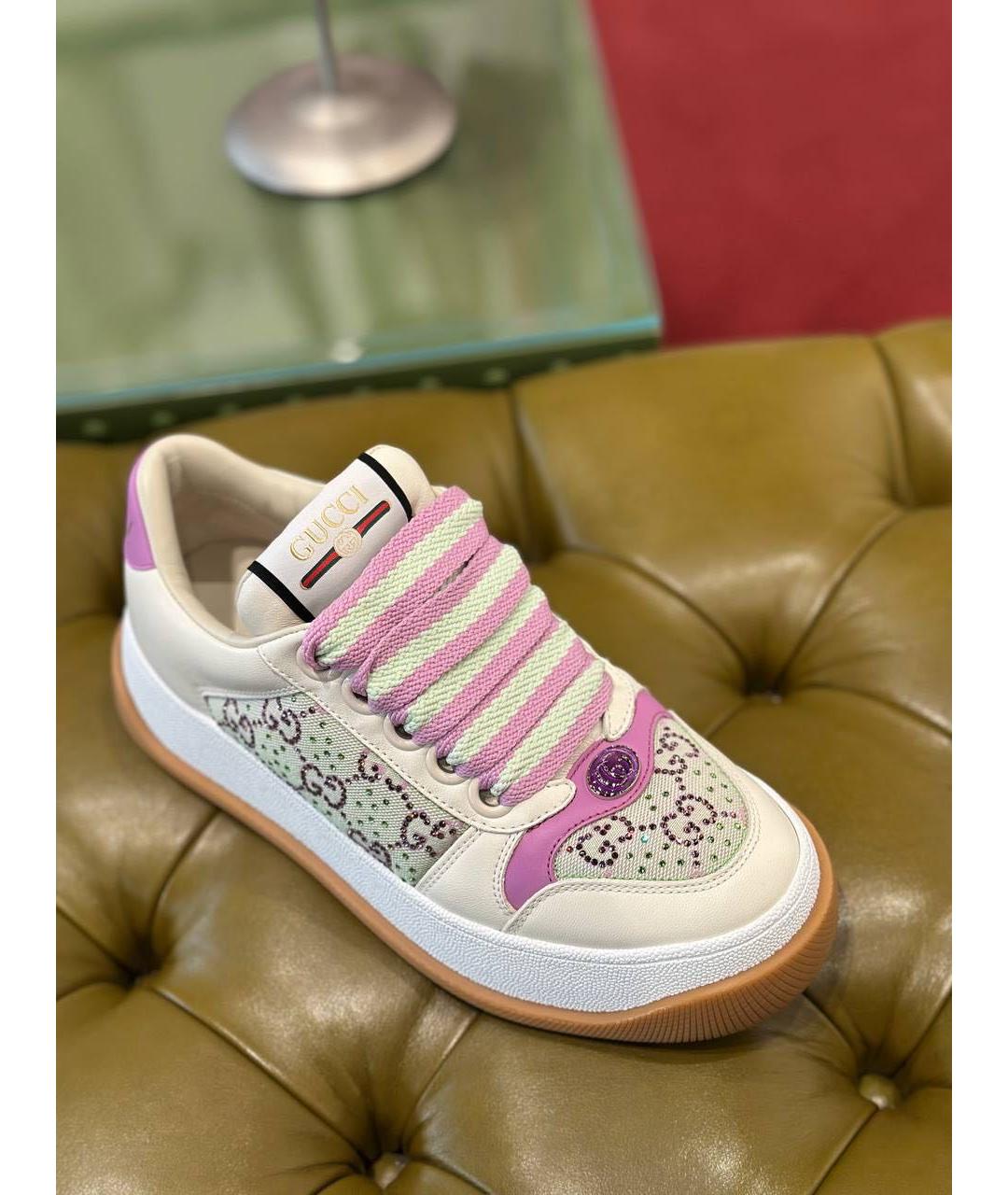 GUCCI Белые кожаные кроссовки, фото 4