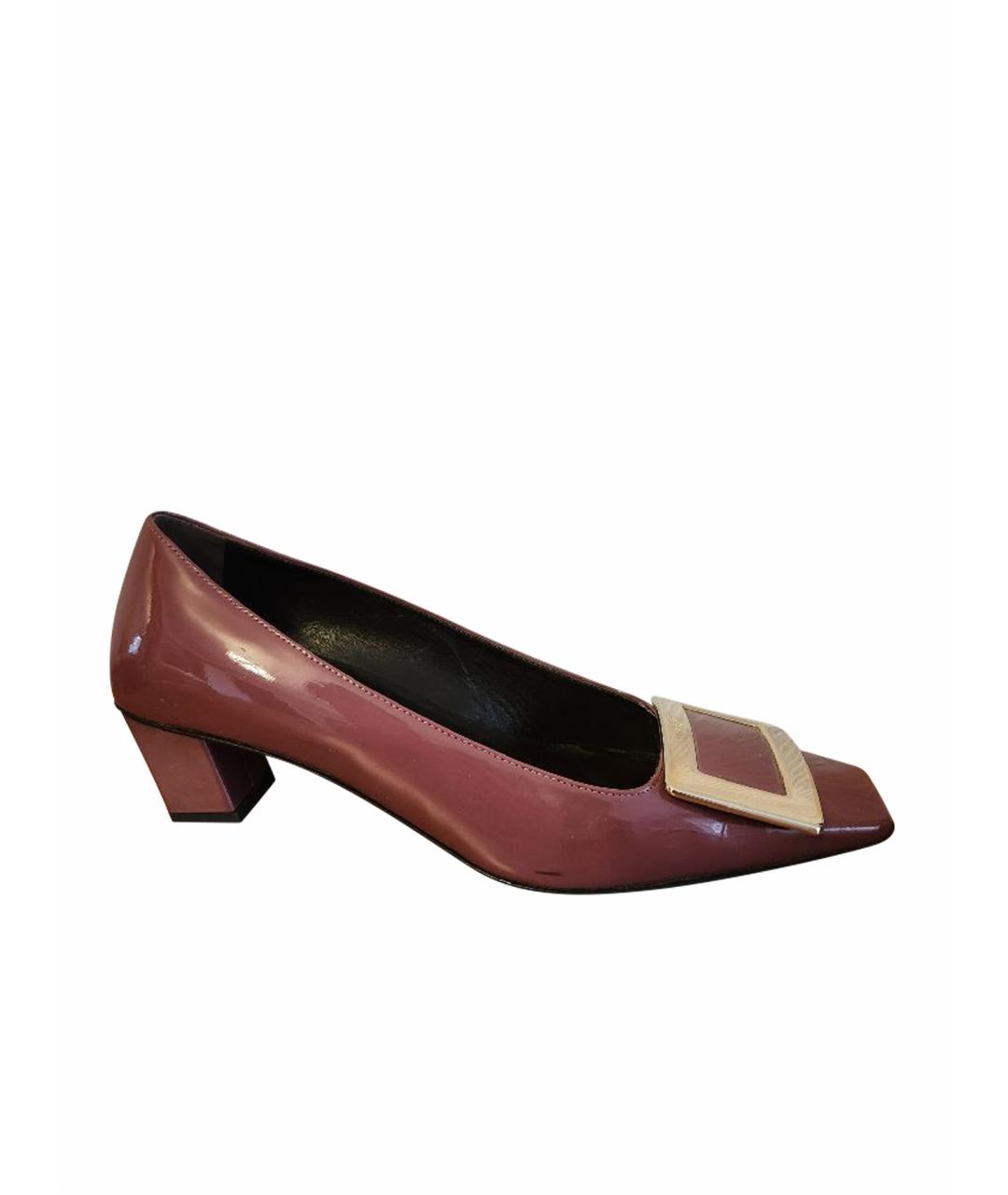 ROGER VIVIER Розовые лодочки на низком каблуке из лакированной кожи, фото 1