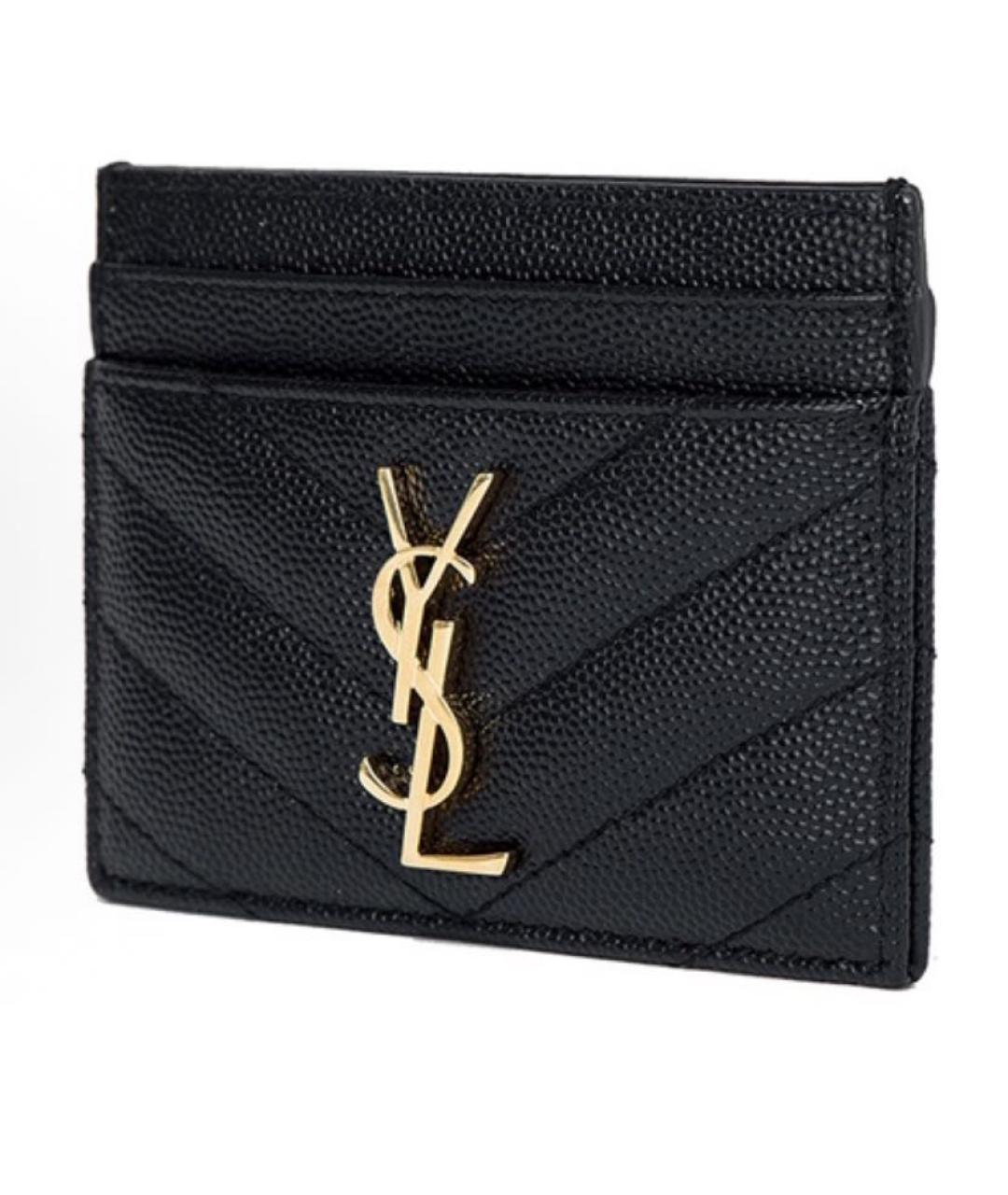 SAINT LAURENT Черный кожаный кардхолдер, фото 2