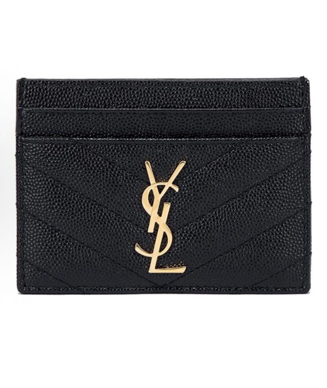 SAINT LAURENT Черный кожаный кардхолдер, фото 1