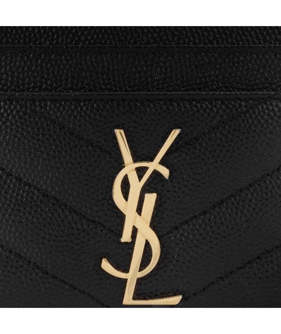 SAINT LAURENT Черный кожаный кардхолдер, фото 7