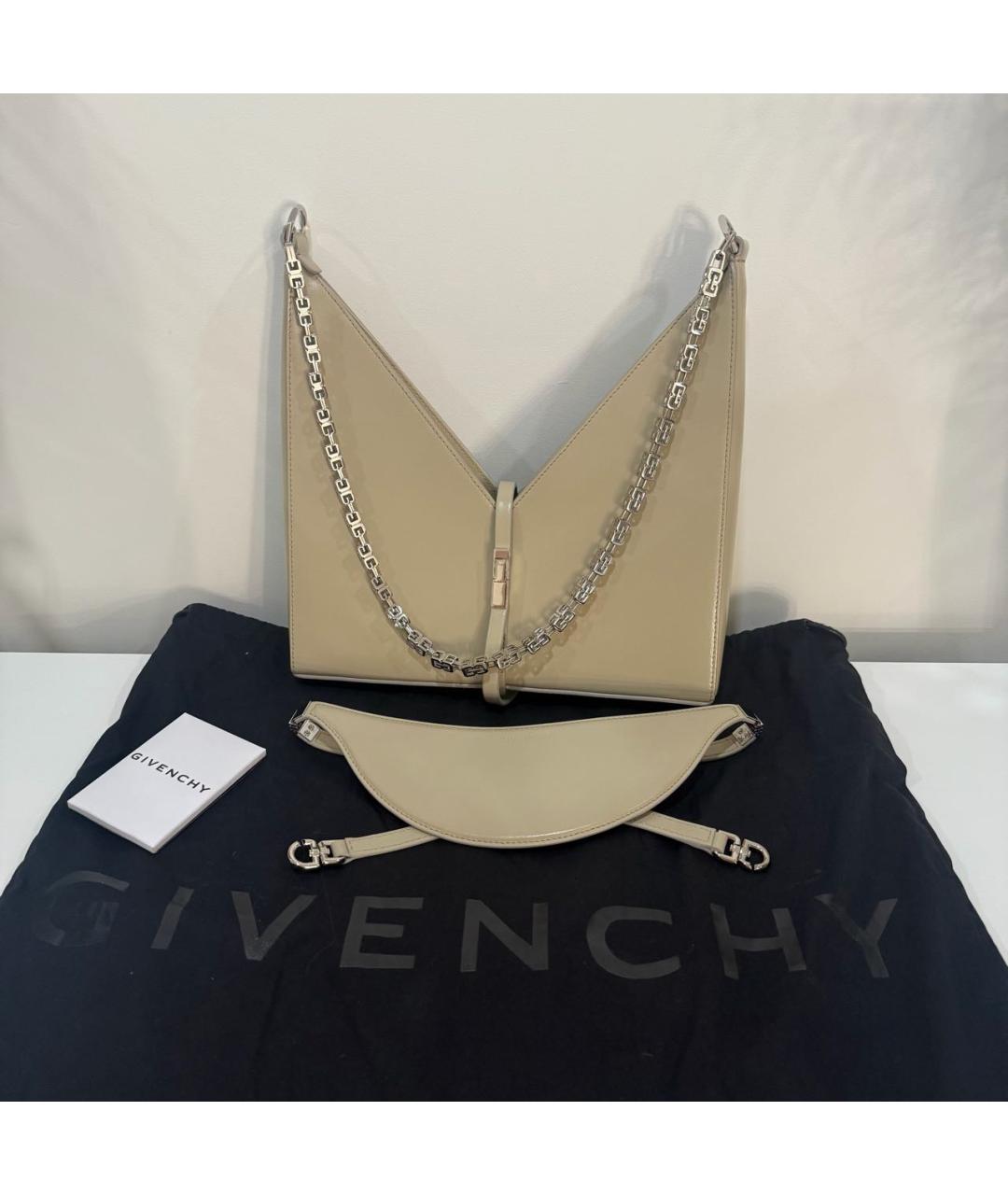 GIVENCHY Бежевая кожаная сумка с короткими ручками, фото 2