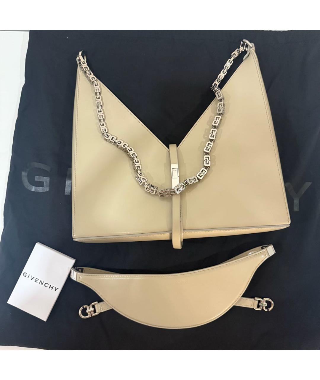 GIVENCHY Бежевая кожаная сумка с короткими ручками, фото 6