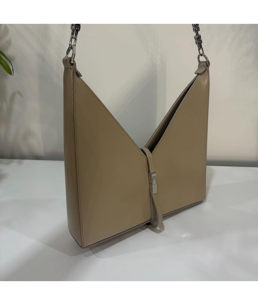 GIVENCHY Бежевая кожаная сумка с короткими ручками, фото 4