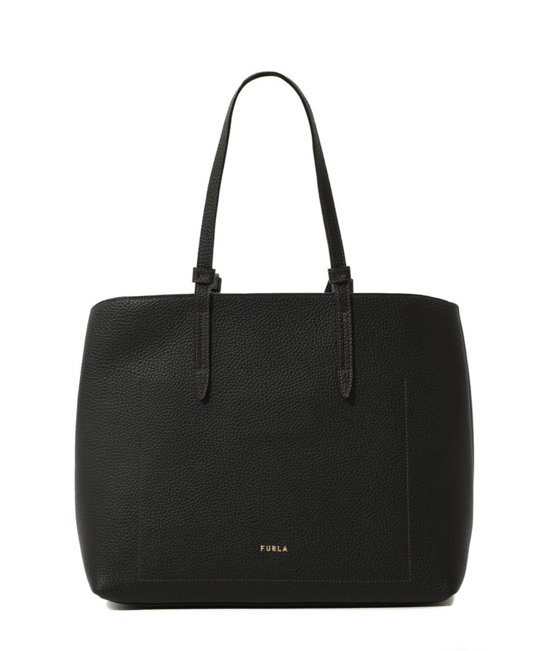 FURLA Черная кожаная сумка тоут, фото 2