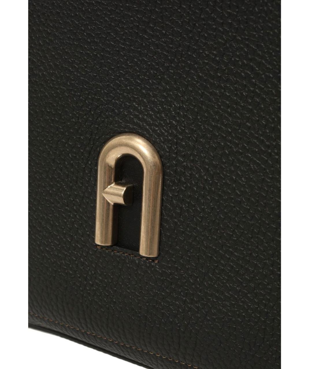FURLA Черная кожаная сумка тоут, фото 4