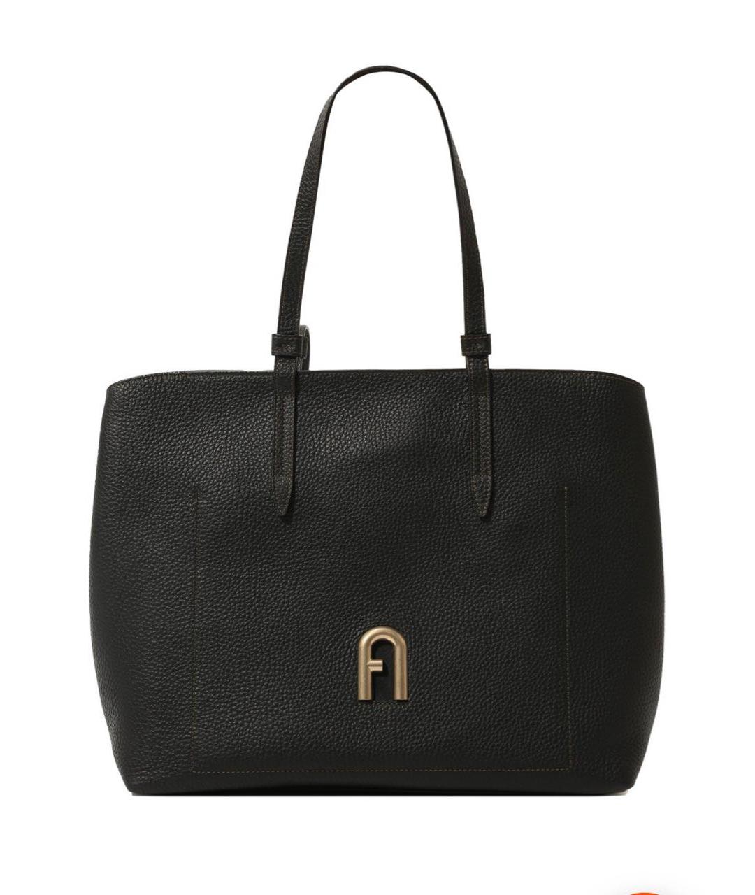 FURLA Черная кожаная сумка тоут, фото 1