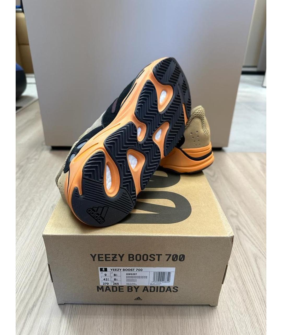 ADIDAS YEEZY Оранжевое замшевые низкие кроссовки / кеды, фото 5