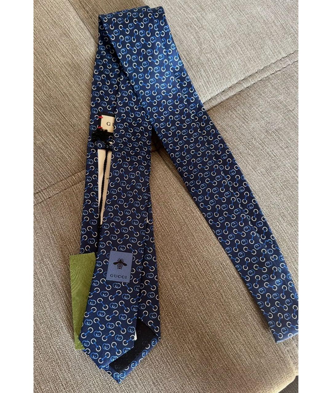 GUCCI Темно-синий шелковый галстук, фото 4