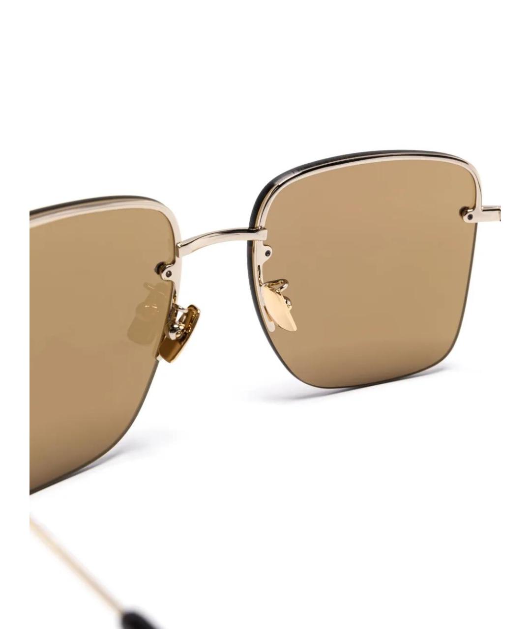 SAINT LAURENT Золотые металлические солнцезащитные очки, фото 3