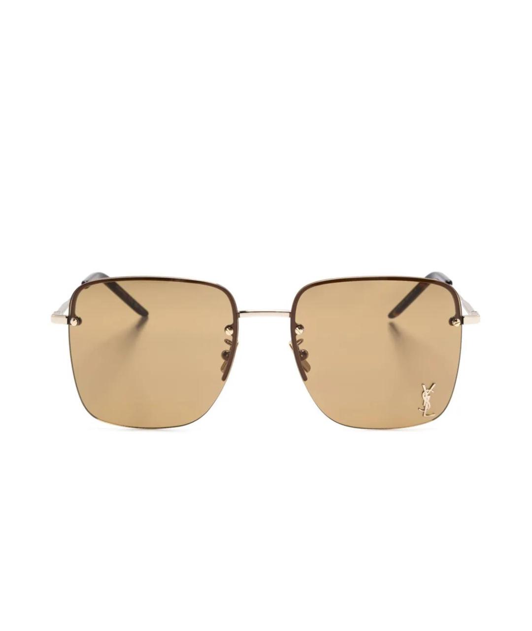 SAINT LAURENT Золотые металлические солнцезащитные очки, фото 1