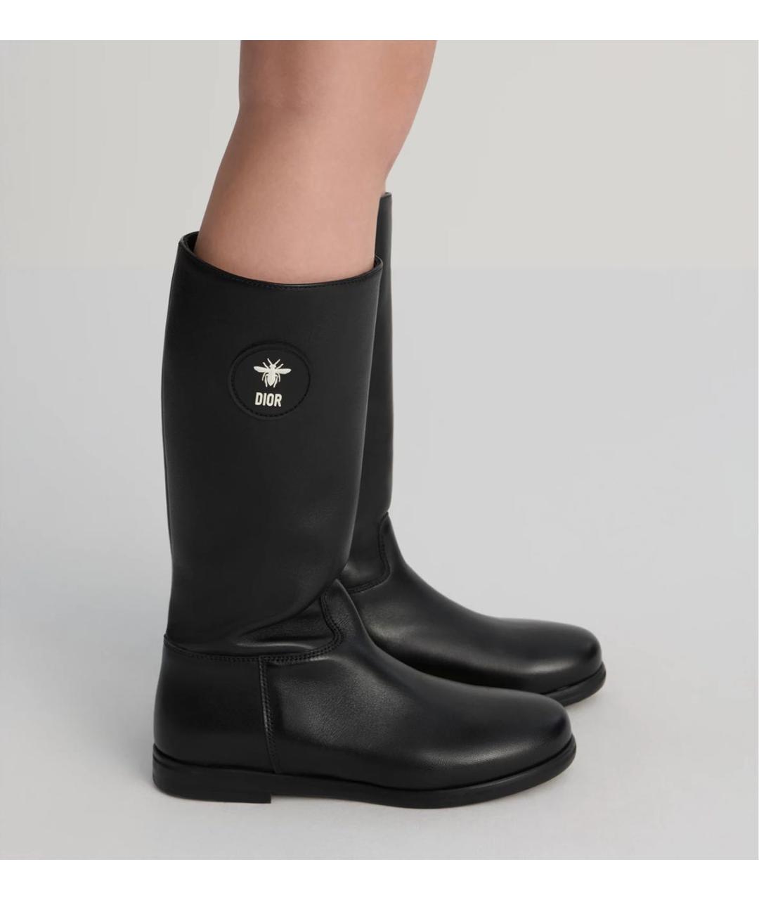 CHRISTIAN DIOR Черные кожаные сапоги, фото 4