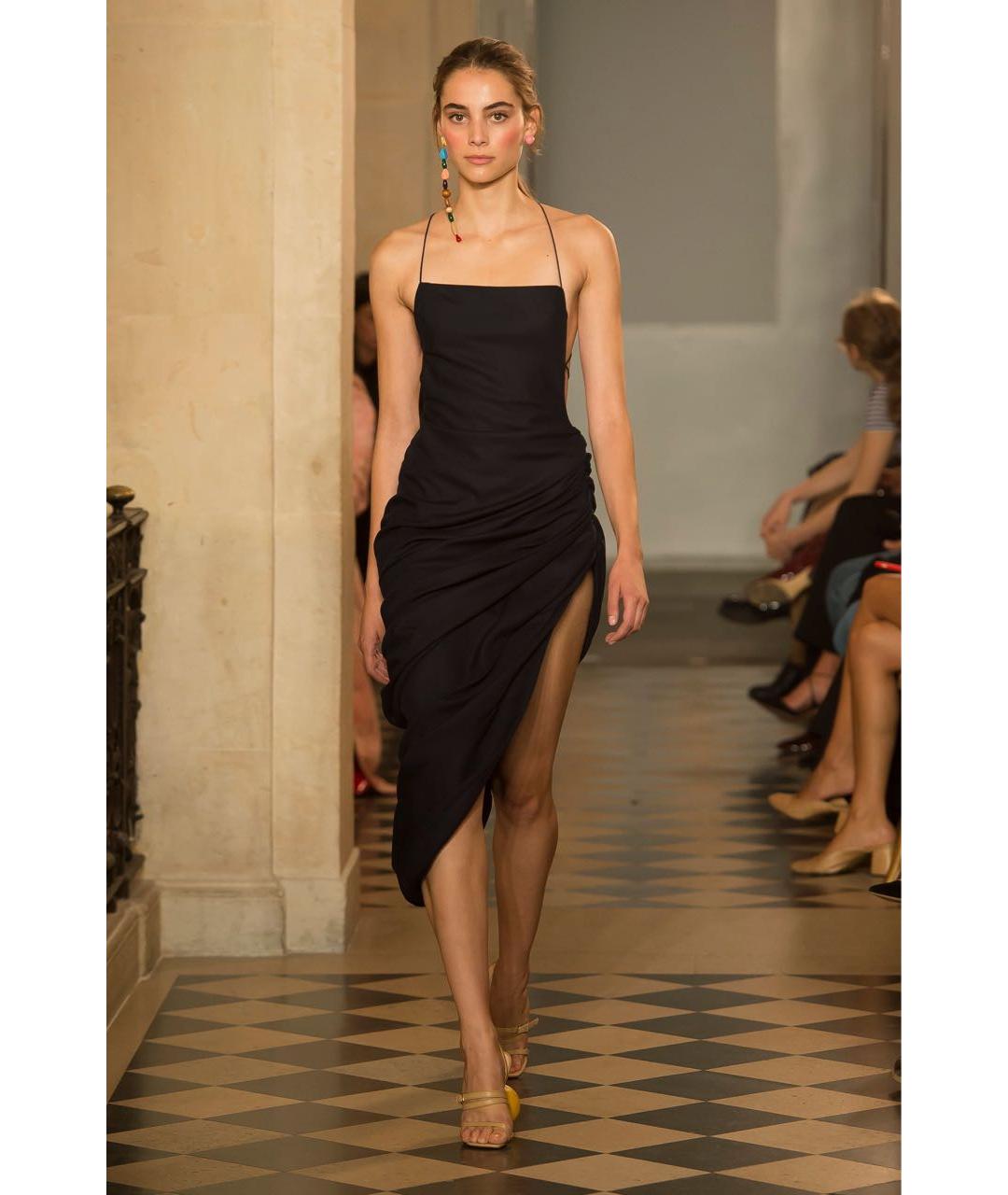 JACQUEMUS Черное хлопковое коктейльное платье, фото 5