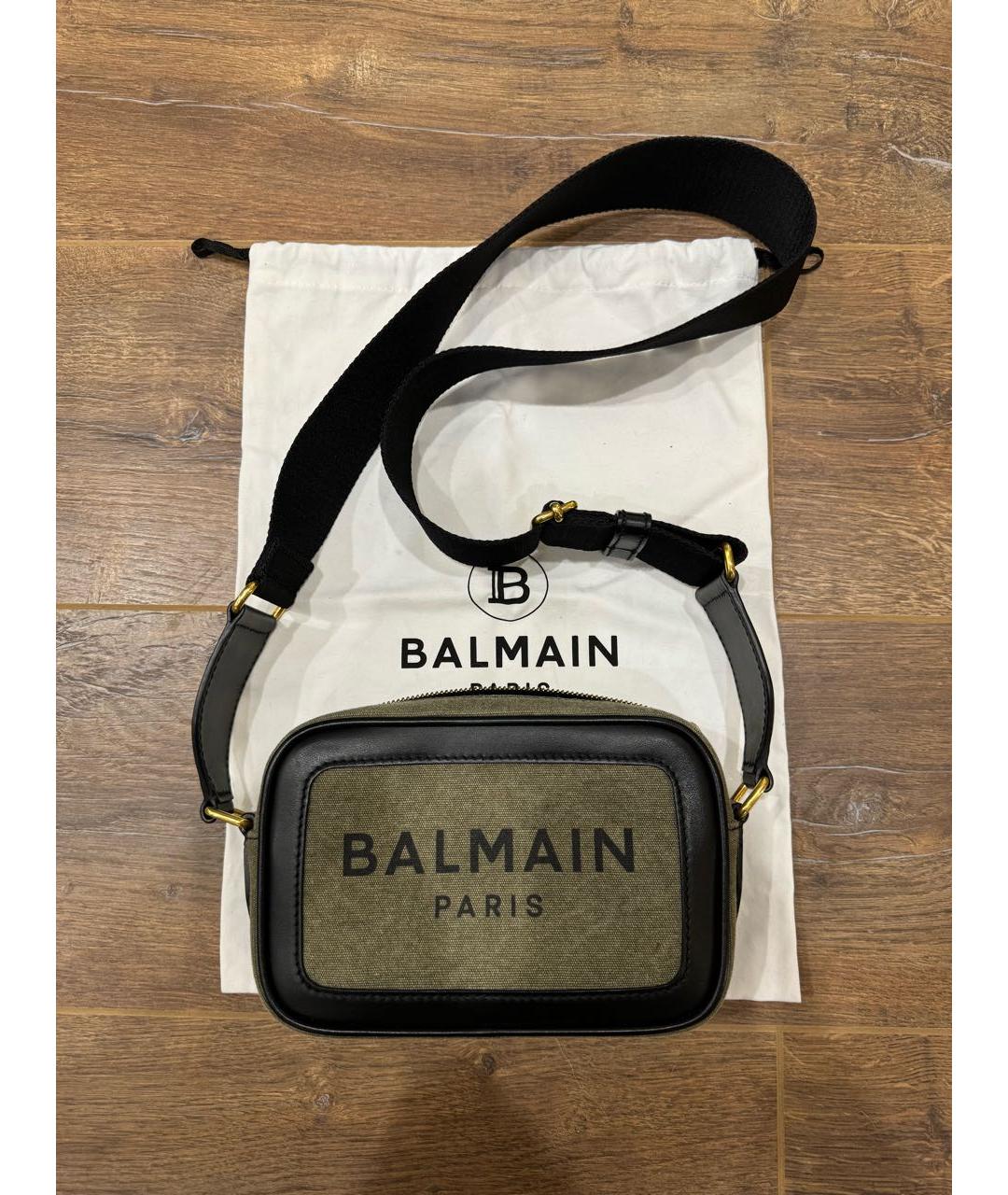 BALMAIN Хаки тканевая сумка через плечо, фото 5