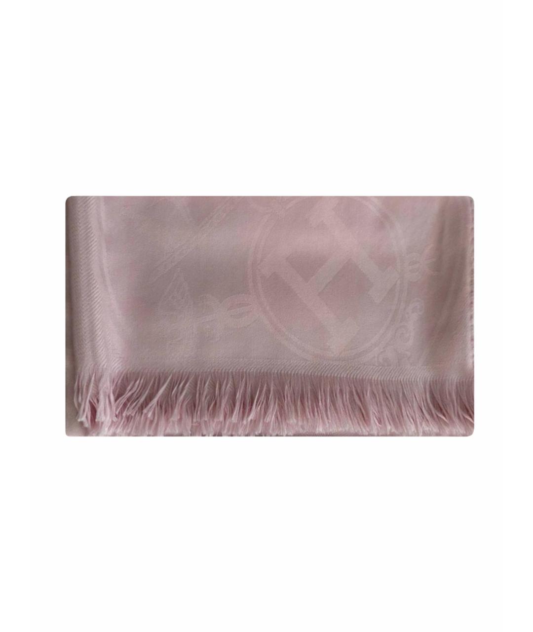 HERMES Розовый шелковый платок, фото 1