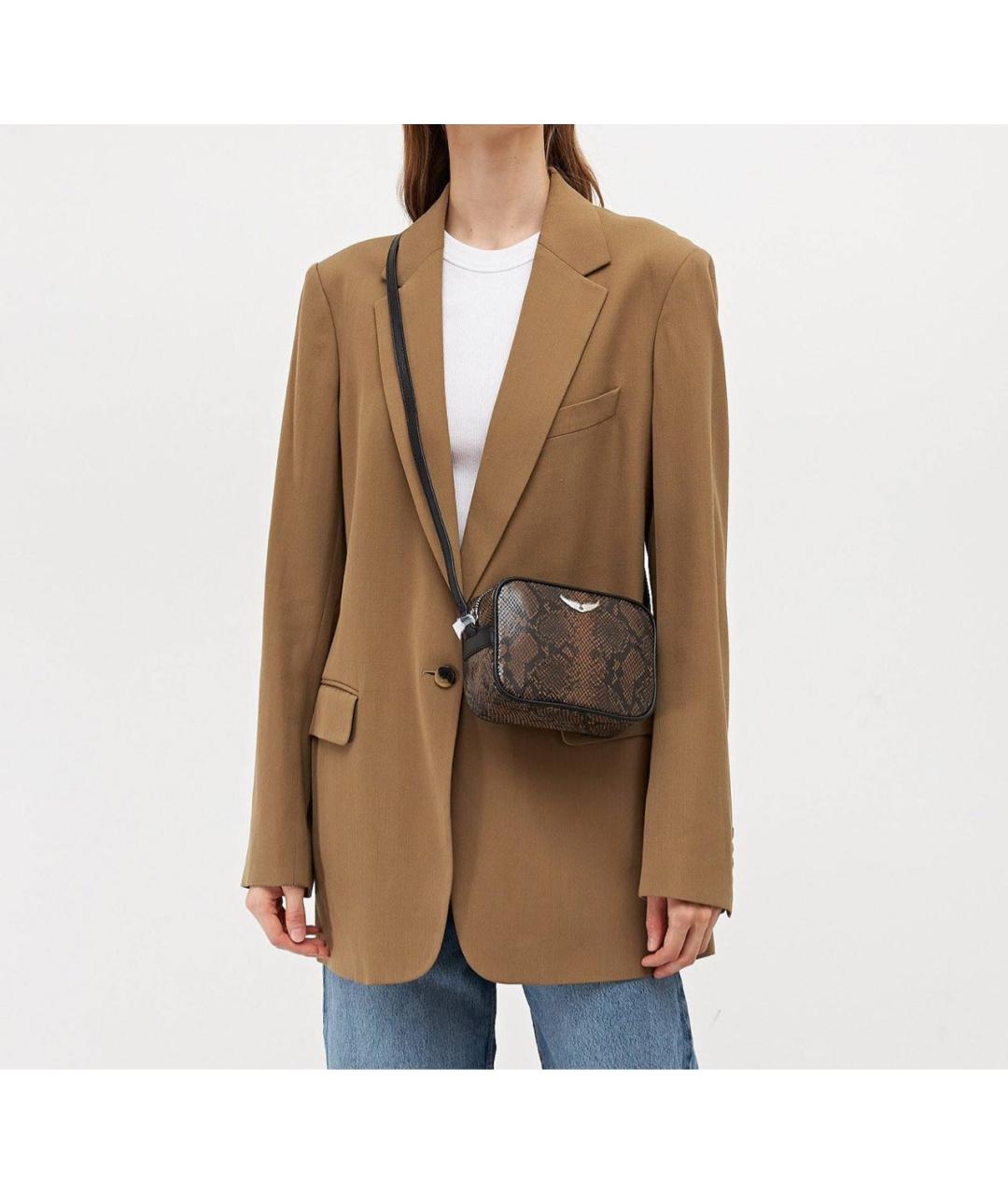 ZADIG & VOLTAIRE Коричневая кожаная сумка через плечо, фото 5