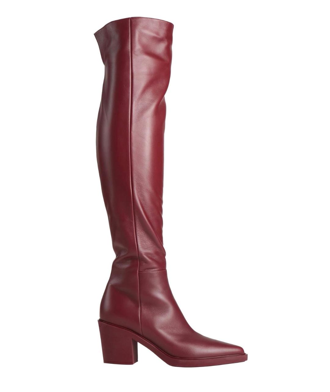 GIANVITO ROSSI Бордовые кожаные ботфорты, фото 1
