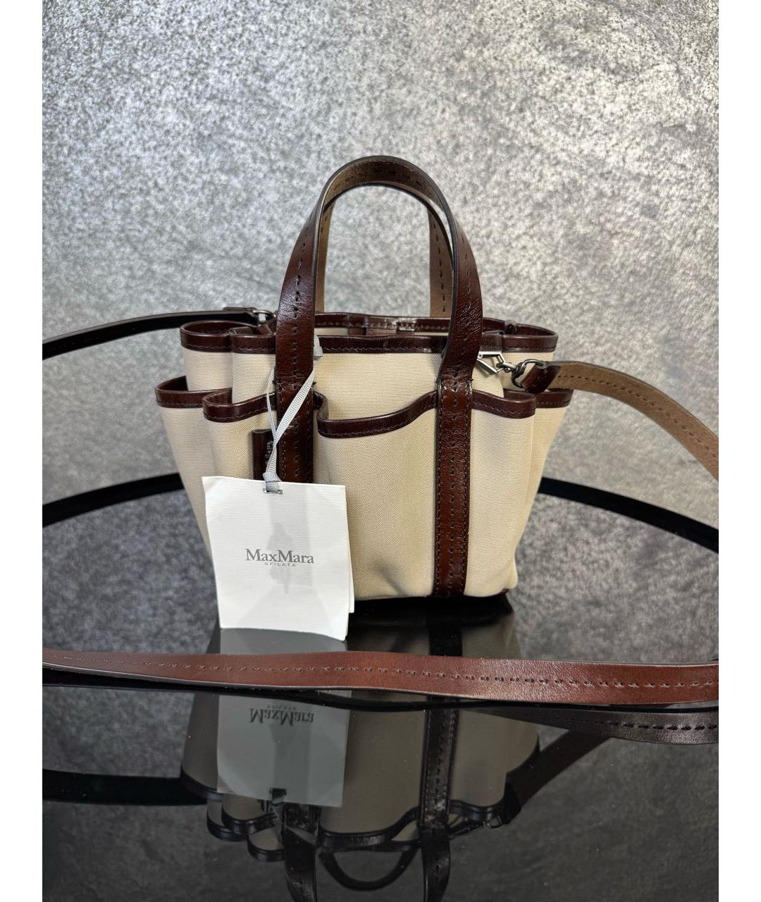 MAX MARA Бежевая хлопковая сумка через плечо, фото 3