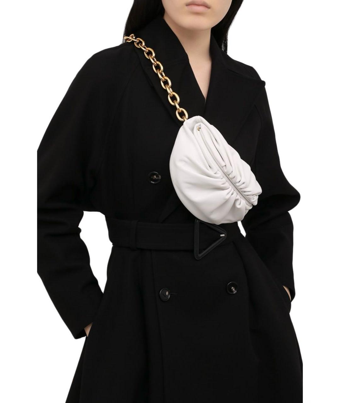 BOTTEGA VENETA Белая кожаная сумка через плечо, фото 4